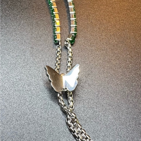 Simulated Green Diamond (Green CZ) Butterfly Slider Bolo Tennis Bracelet - Picture 5 of 6